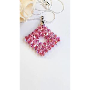 Reversible Fuchsia Two Tone Pink Crystal Necklace